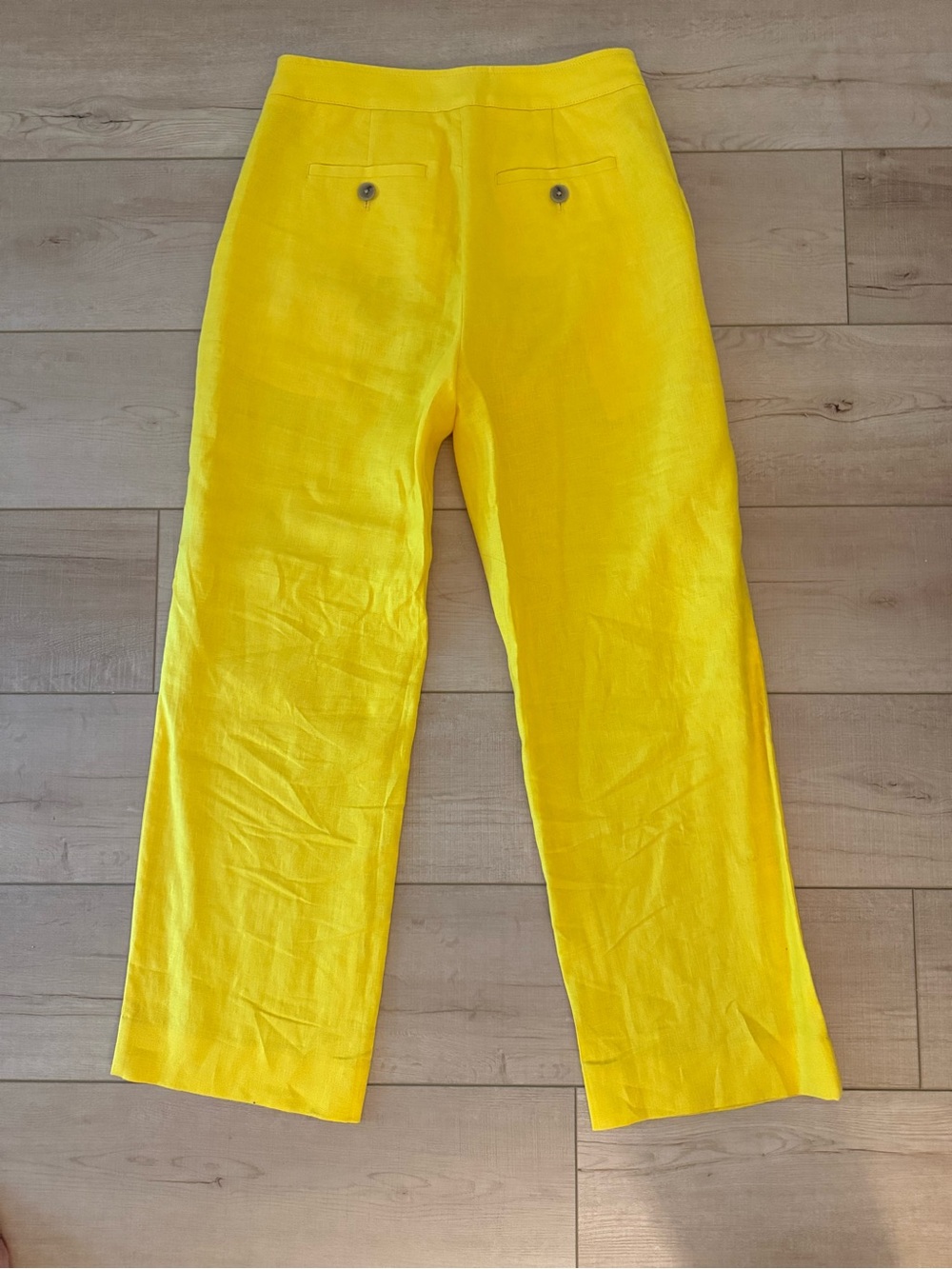 Banana Republic Women’s Linen Pleated Boot Cut Pants Yellow Size 2 Short